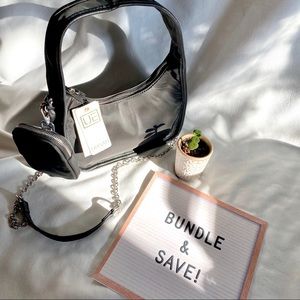 Black Nylon Shoulder Bag Convertible w/pouch